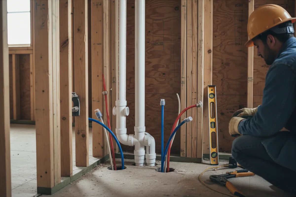 Drain and supply rough-in during Drain Cleaning in East Wakefield